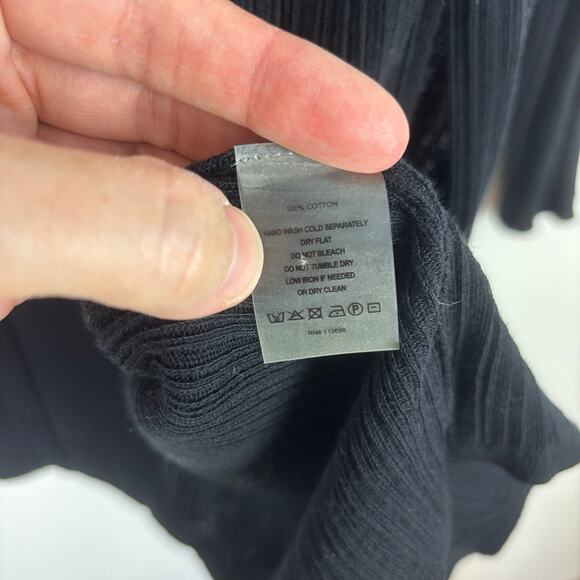 Margaret O'Leary Open Front Cardigan Ribbed Black 100% Cotton Small minimalist - Picture 6 of 6